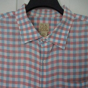 Jos. A. Bank Mens S/S Pink Blue Linen Casual Resort Wear Shirt - Size XXL